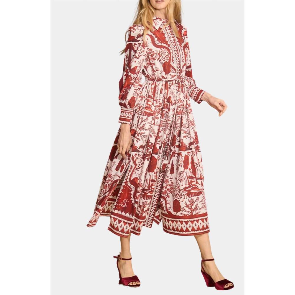 NEW HUNTER BELL rosie midi dress in central park toile - Picture 3 of 4